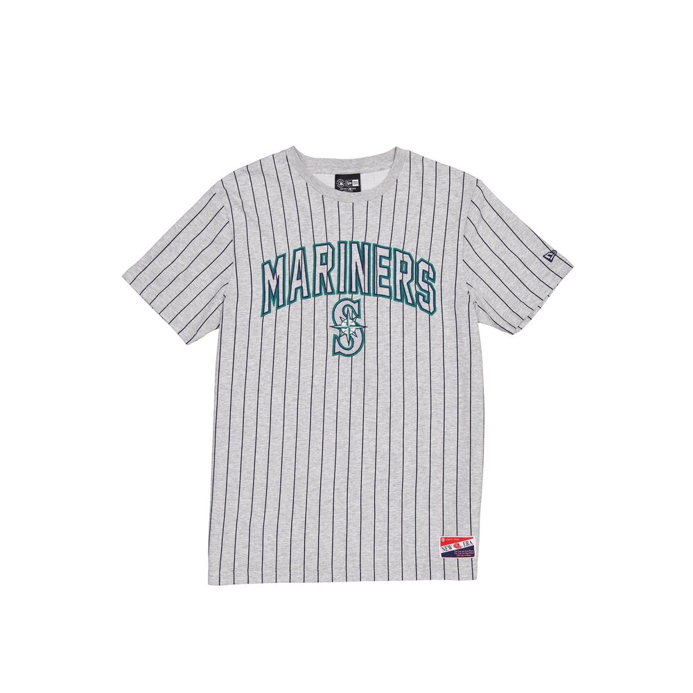 New Era Seattle Mariners Throwback Gray Pinstripe T-Shirt - Size 3XL